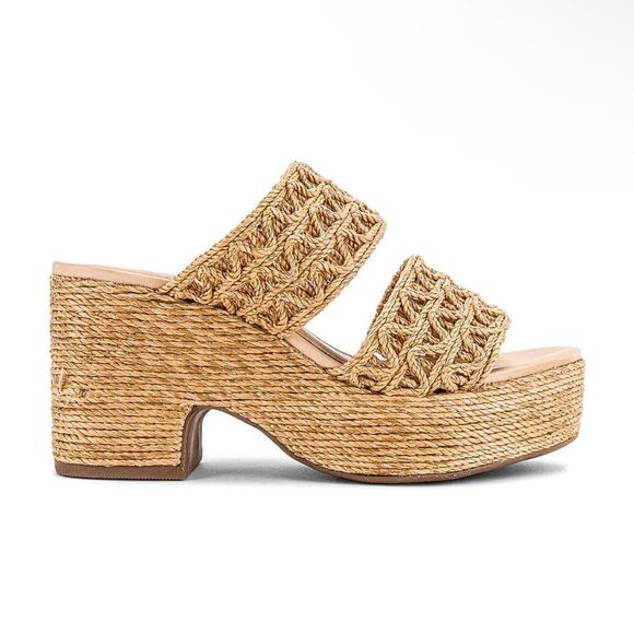 House of Harlow 1960 Revolve Birdie platforms sandals shoes raffia 8.5 NWOB - Picture 1 of 12